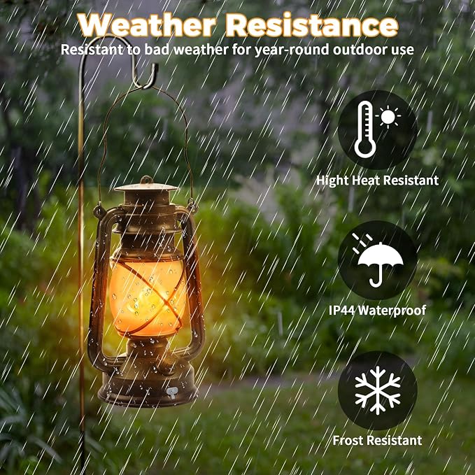 4 Pack Bronze Vintage 4 Modes Light LED Lanterns，Rechargeable Dancing Flame Lanterns Decorative Outdoor&Indoor, Remote Control Waterproof Hanging Lights for Camping,Patio Garden Pathway