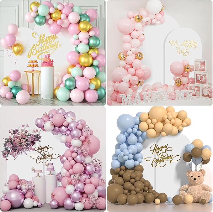 SuuWoee Arch Backdrop Stand Set of 2 With Cover (7.2FT+6FT) Gold Metal Wedding Arch Balloon Stand With Cover for Birthday Party Baby Shower Graduation Ceremony Decoration