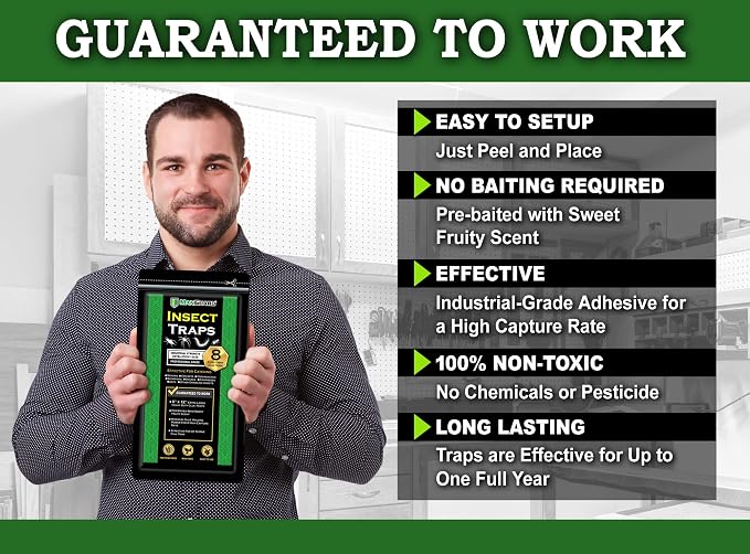 MaxGuard Extra Large Insect Traps (8 Traps) | Non-Toxic Extra Sticky Pre-Baited Glue Board, Trap & Kill Most Crawling Insects, Bugs, Spiders, Crickets, Scorpions, Cockroaches, Centipedes, Snakes.