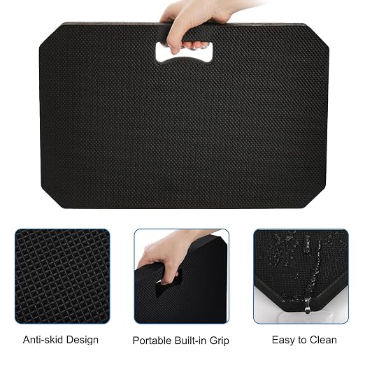 Hacaroa 3 Pack Extra Thick Kneeling Pad, EVA Foam Garden Kneeler Comfortable Knee Pad Cushion for Work, Gardening, Baby Bath, Exercise, Yoga, Water Resistant, Black