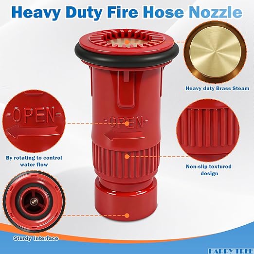 Happy Tree 1" NPSH Fire Hose Nozzle Thermoplastic Fire Equipment 22 gpm