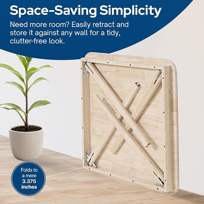 Stakmore Classic Straight Edge Square Folding Card Table 32x32 - No Assembly Wooden Foldable Card Table, Bridge, Board Game, Steel Mechanism, Folding Legs, Space-Saving, Unfinished Frame