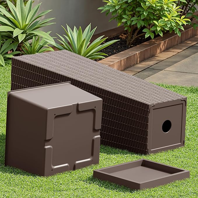 Devoko Resin Tall Planters for Outdoor Plants Set of 2, Large Taper Outdoor Planter Pots with 4 Drainage Holes, Flower Pots Modern Decor for Porch, Patio, Backyard, Garden(Brown, 32" with Trays)