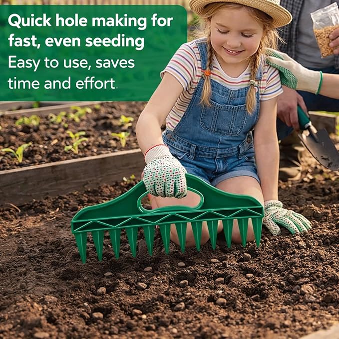 12-Hole Digger Seed Spreader,7 Piece Sowing Seeds Dispenser Set,Mini Seed Dispenser for Small Seeds, Handheld Seed Planter Tool Seed Dibber Multifunctional Spacer Gardening Tools (Green)