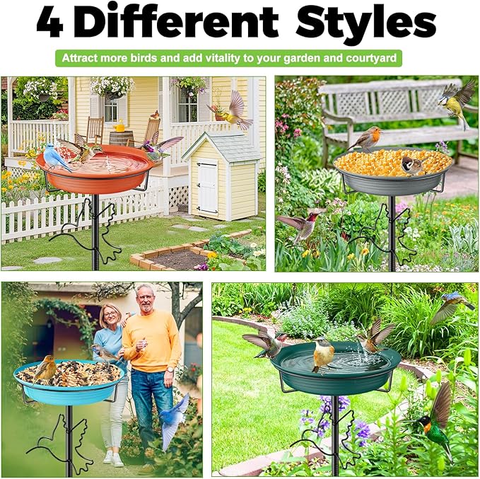 Bird Bath for Outside, 36.7In Removable Freestanding Birdbaths for Outdoors with 5-Pronged Base, Bird Bath Bowl Spa & Birdfeeder Bowls for Garden Patio Yard Lawn Decor (Brown-2)