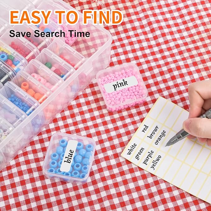 Bead Organizer Box, 60pcs Small Clear Plastic Storage Containers, Craft Storage Box Features Hinged Lid and Labels, Mini Boxes for Bracelets, Jewelry, Diamonds, Clay Beads, Screws, Seeds, Small Parts