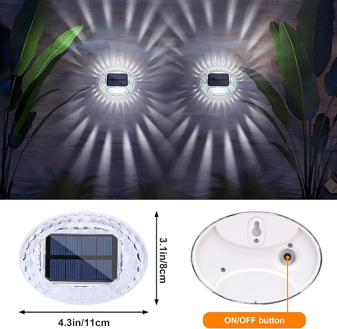 LYHOPE Solar Fence Lights Outdoor, IP65 Waterproof Light for Outside, 12 Pack Solar Deck Lights for Backyard Railing Patio Deck Fence Stair Railing Wall Outdoor Decorations(Cool White)