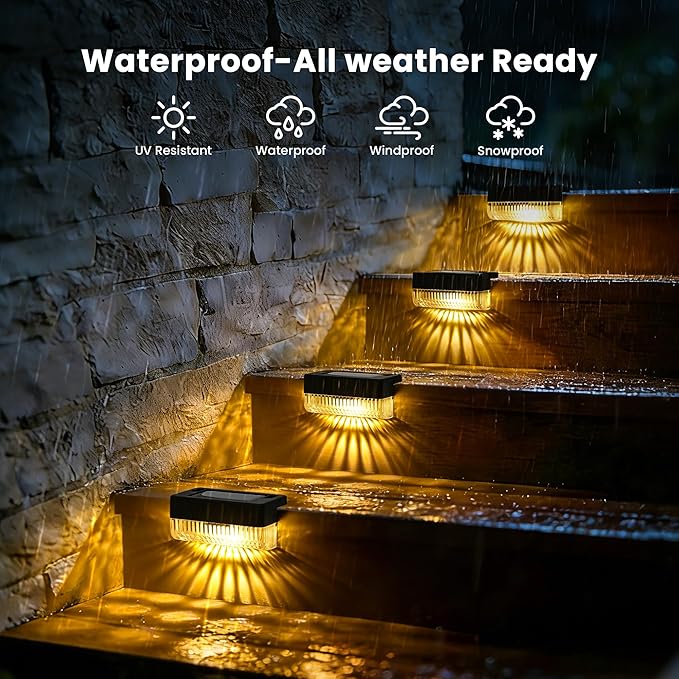 Solar Deck Lights Outdoor 20 Packs, Solar Powered LED Step Lights Waterproof Outdoor for Deck, Step, Fence, Wall, Patio, Yard, Pool, Pathway and Stairs (Warm White)