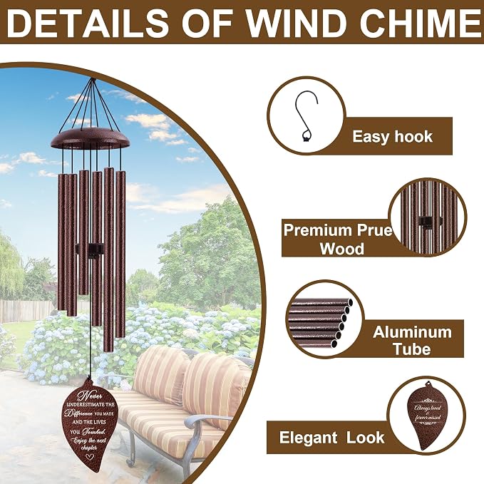 Retirement Wind Chimes for Woman Men,Happy Retired Gifts for Women Coworker Colleague Boss Teachers Nurses Friends, Going Away Gift Ideas,32"