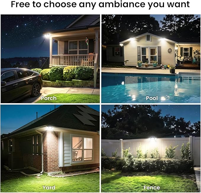 JEJOT Solar Security Light Outdoor Super Bright LED, Motion Sensor Flood Light, 3 Heads 270° Wide Angle,Remote Control, IP65 Waterproof, 3 Modes (3 Packs)