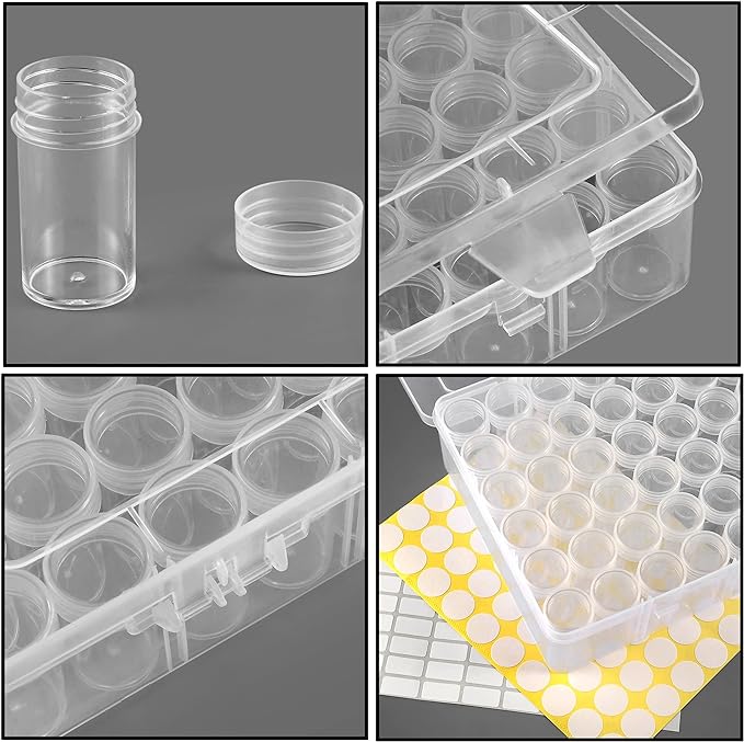 2packs 60 Grids Bead Organizer and Storage Diamond Painting Containers Portable Plastic Case Box Arts Crafts Storage for Seeds Beads Sewing Cosmetic Nail Glitter Powder Small Parts Rhinestones