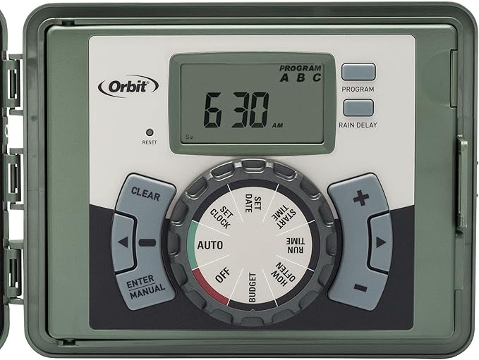 Orbit 4-Station Outdoor Swing Panel Sprinkler System Timer - for Residential Lawn Watering - Multi-Station Irrigation Controller - Custom Watering Intervals - Indoor/Outdoor Installation - 57894