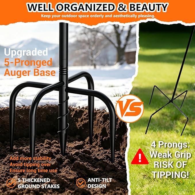 50" Tall Metal Bird Bath for Outside - Removable Birdbath Bowl with Stable 5-Prong Auger Base, Easy Clean Garden Yard Patio Lawn Decor, Rust-Proof