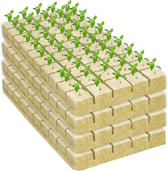 Legigo 1 Inch Rockwool Cubes Seed Starter Plugs for Hydroponics, RockWool Planting Grow Cubes for Hydroponic Tower Garden Soilless Cultivation Plants Germination Cutting Clone (4 Sheet, 200 Plugs)