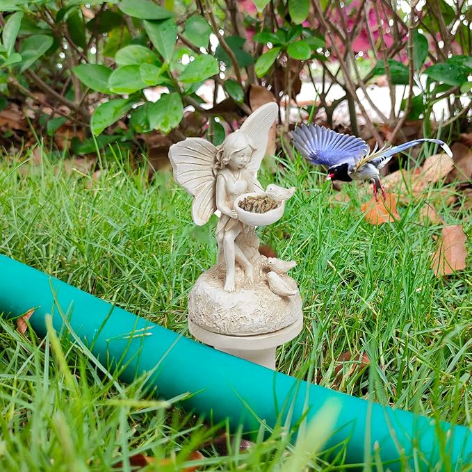 Hose Guides for Garden, 3Pcs Garden Hose Guide Stake Decorative with Roller, Hose Guide Spike Plant Protector Lawn Hose Support Spikes for Outside Lawn Yard(bud, fairy, Sun God)