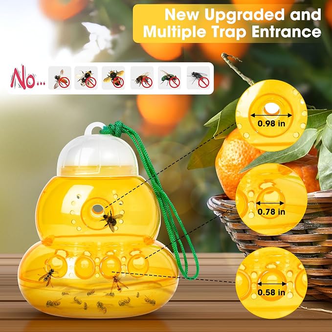 2 Pack Reusable Wasp Traps Outdoor Hanging Yellow Jacket Trap Carpenter Bee Traps for Outside Hornet Trap Wasp Catcher for Outdoors, Wasps Killer Garden, Farm, Insect Bug Flies
