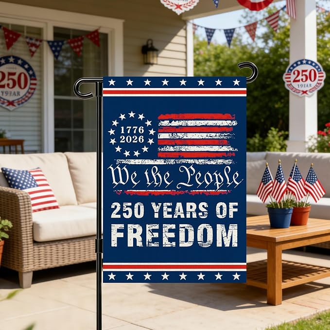 250 Anniversary Usa Garden Flags for Outside, 250 Anniversary USA Flag 1776-2026 Commemorative Patriotic 250 Year of Freedom Banner Yard Sign 4th of July Decorations Double-Sided Waterproof Flag with Stars Stripes 250 Year American Flag 12x18 Inch