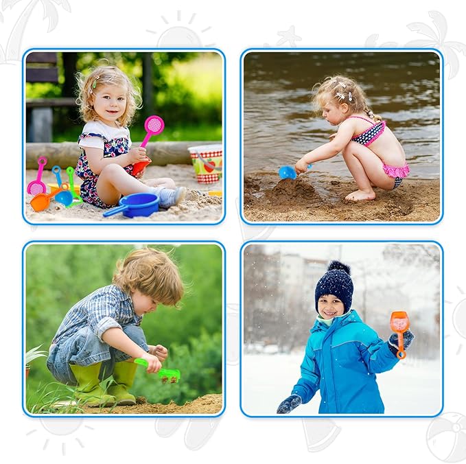 40 Pcs 5.5 Inch Mini Beach Sand Shovels Colorful Plastic Rake Sand Shovel Sifter Beach Toys for Teens Boys Girls Party Backyard Garden Shoveling Sand and Snow, 4 Styles