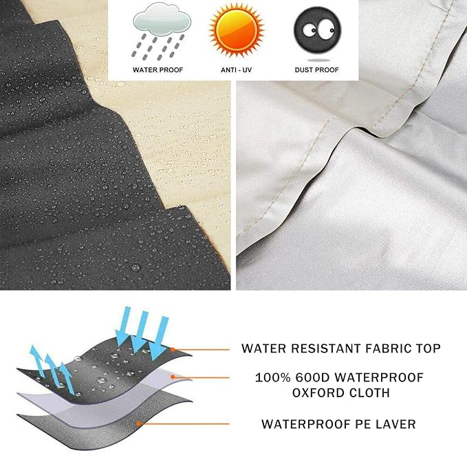 SOKINGCOVER Fountain Cover 36"x42" Heavy Duty 420D Waterproof with Zipper Access & Drawstring — Small Garden Bird Bath Fountain Cover for Winter Freeze Protection, UV & Water Resistant