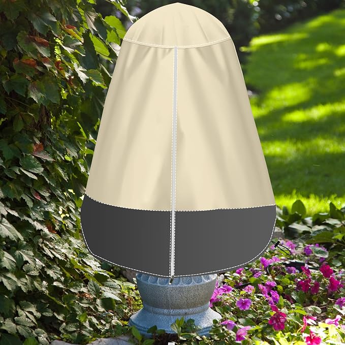 SOKINGCOVER Fountain Cover 48"x68" Heavy Duty 420D Waterproof with Zipper Access & Drawstring — Large Outdoor 3-Tier Garden Fountain Cover for Winter Freeze Protection, UV & Water Resistant