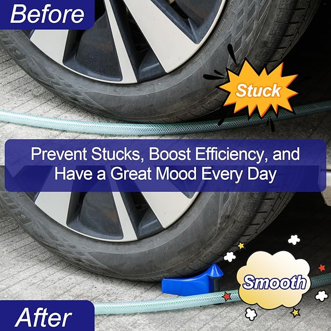 4 Pcs Car Tires Hose Guides Roller for Car Washing, Premium Tire Hose Roller Preventing Stucking and Snagging Under Tires, Detailing Accessories for Car, Motorcycle and Truck Washing(Blue)