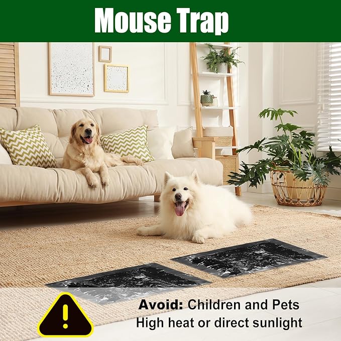 Qualirey 12 Pcs Large Sticky Mouse Glue Traps Black Sticky Rat Trap that Work for Rats Roaches Rodents Heavy Duty Pre Baited Mats Indoor Outdoor Catch Pest (11.8 x 11 Inch)