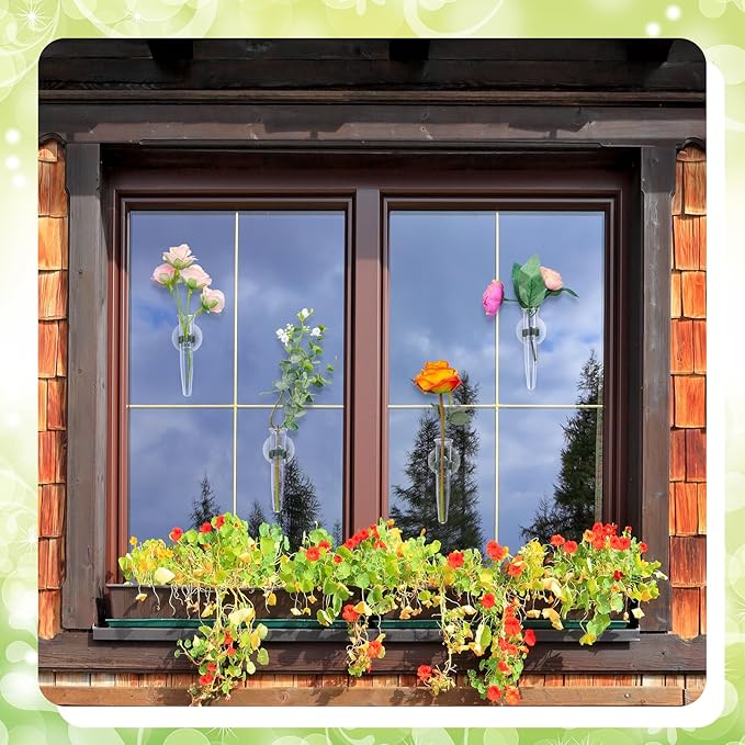15 Pcs Window Propagation Stations Plant Propagation Tubes with Suction Cups Window Floral Water Tubes Easy to Install Clear Wall Hanging Terrarium Gifts for Plant Flower Lovers