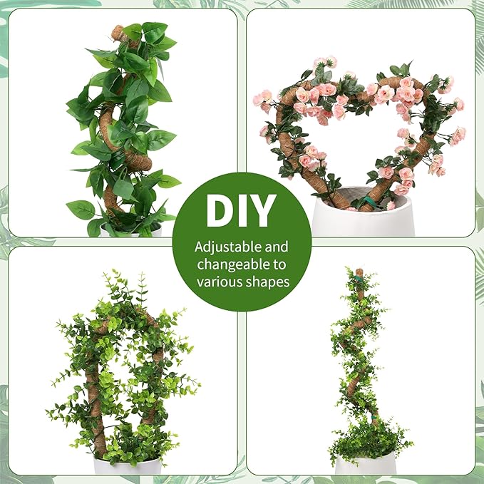 LveSunny 2 Pack Moss Pole for Monstera, Bendable 29" Coco Coir Plant Support with Rustproof Aluminum Core, Plant Support Stakes for Climbing Indoor Plants, Pothos, Philodendron