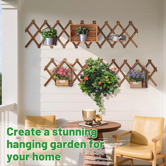 2Packs 13x78in Expandable Wood Wall Trellis for Climbing Plants Outdoor - Lattice Panels for Outside Indoor Balcony Patio Garden, Ideal for Ivy, Vines, Clematis, Roses