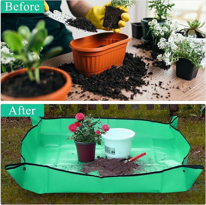 FANTIAN Repotting Mat for Indoor Plants, 29.5" X 39.4" Waterproof Succulent Potting Mat, Foldable Reusable Soil Change Mat Gardening Planting Mat - Gifts for Plant Lovers