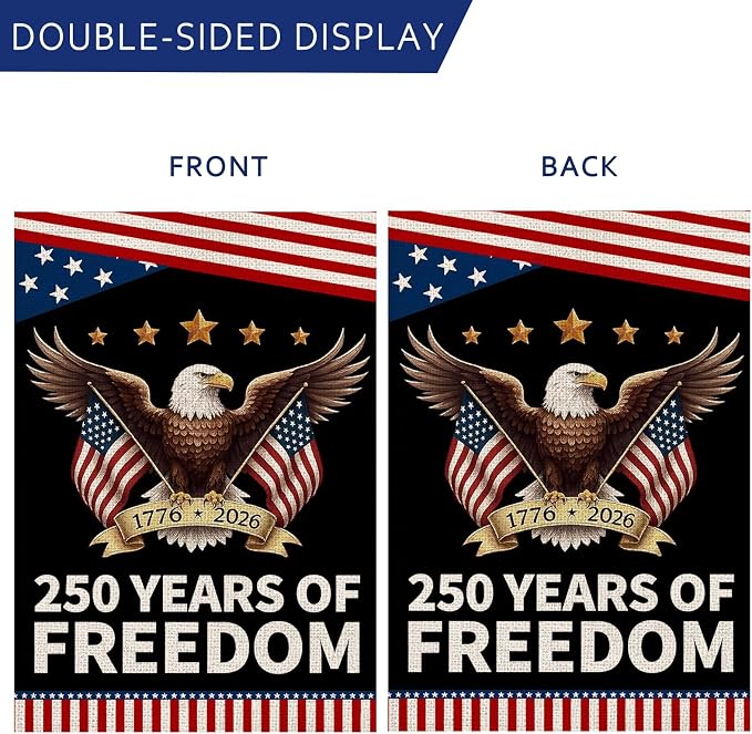 250 Anniversary Usa Garden Flags for Outside, 250 Anniversary USA Flag with Eagle Design, Patriotic 4th of July Decorations 1776-2026 Yard Sign Double-Sided Waterproof Flag 12x18 Inch 250 Year American Flag