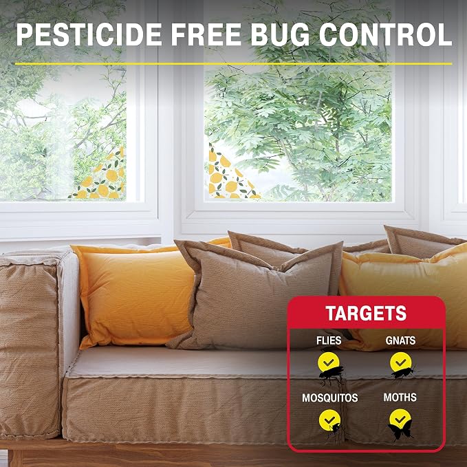 Catchmaster Fly Traps for Window Corners, Decorative 12-Pack, Gnat and Fruit Fly Strips, Disposable Discreet Bug Catcher, Insect Sticky Glue Traps, Adhesive Pest Control for Home & Kitchen