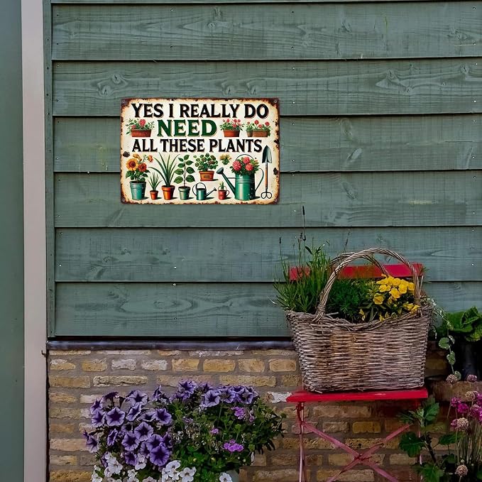 KBKBART Gardening Gifts Vintage Gardening Sign Yes I Really Do Need All These Plants Tin Sign for Home Garden Greenhouse Living Room Bedroom Outdoor Yard Backyard Decor 8X12 Inch