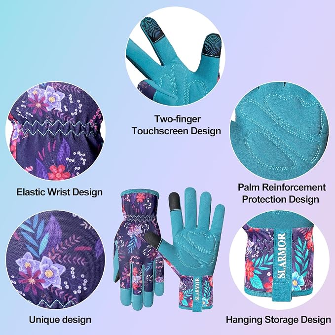 Leather-Gardening-Gloves for Women,Thorn-Proof Work-Gloves for Weeding,Digging,Planting,Pruning Yard garden Gloves