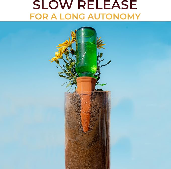 10-Pack Natural Self Watering Spikes - Terracotta - Automatic Plant Waterer for Indoor & Outdoor