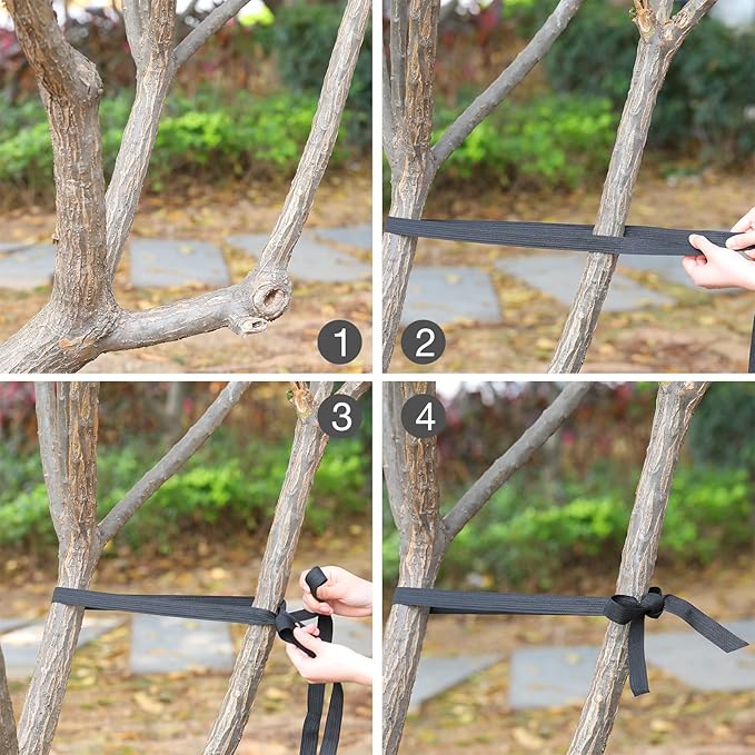 Shappy Tree Tie Strap Garden Webbing Strap Garden Plant Supports Tree Tie Staking and Guying for Outdoor Use, Plant Supports, Grafting, Straightening Supplies(Black,295 Feet x 1 Inch)