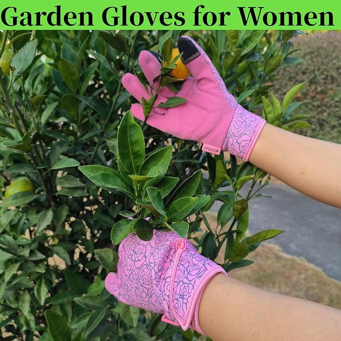 Gardening Gloves,Women Yard Work Garden Glove,Gifts | Thorn Proof,Puncture Resistant,Touchscreen,Gift,Leather,Spandex