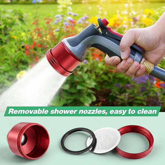Dreyoo 1 Pack Water Nozzle with 3000 Tiny Holes, 3/4'' Aluminium Alloy Garden Hose Shower Head with PTFE Thread Seal Tape for Outdoor Watering Flowers, Plants, Greenhouse, Nurseryman (2.36'',Red)