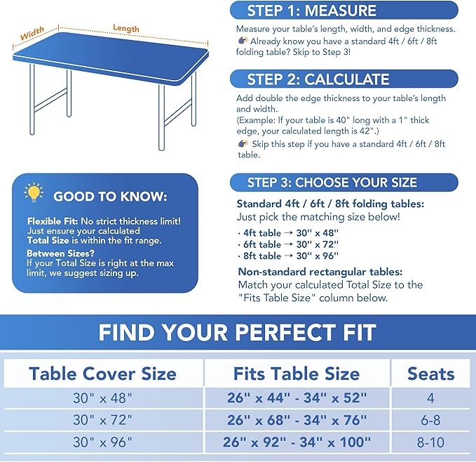 Fitted Tablecloth for 8 Foot Rectangle Tables-4 Pack White Elastic Outdoor Picnic Table Cover-Spandex Stretch Folding Table Cloths 8ft for Camping Dining Room Patio Kitchen Banquet Party