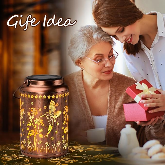 Solar Lanterns Hummingbird Outdoor for Women - Elegant Hanging Lights for Garden Patio Yard Backyard Decor Christmas Birthday Gifts Mothers Day Gifts for Mom Grandma Wife Seniors