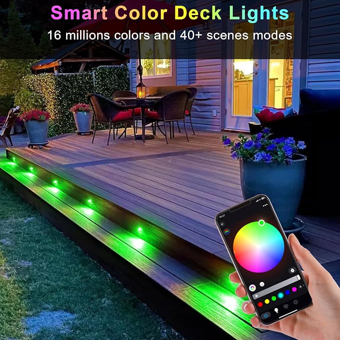 LED Deck Lights Kit, 30 Pack Φ1.22" Low Voltage WiFi Smart Recessed RGBW Deck Lighting with App/Voice Control, Waterproof IP67 In Ground Landscape Lighting for Outdoor Stairs Steps Floor Decor, Black
