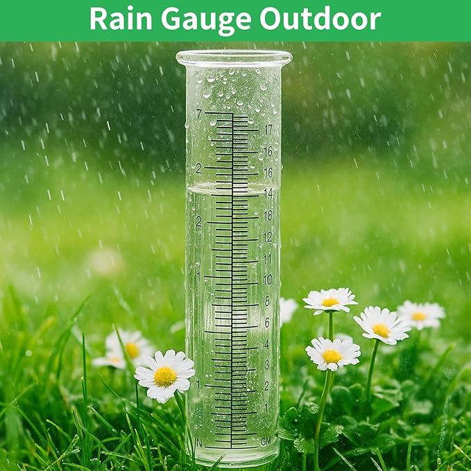 TBWHL 7" Capacity Rain Gauge Replacement Tube Glass, Rain Gauge Outdoor Replacement Glass, 8.27 Inches x 2 Inches Rain Gauges for Yard Garden Outdoor, Deck, Lawn (2Pcs)
