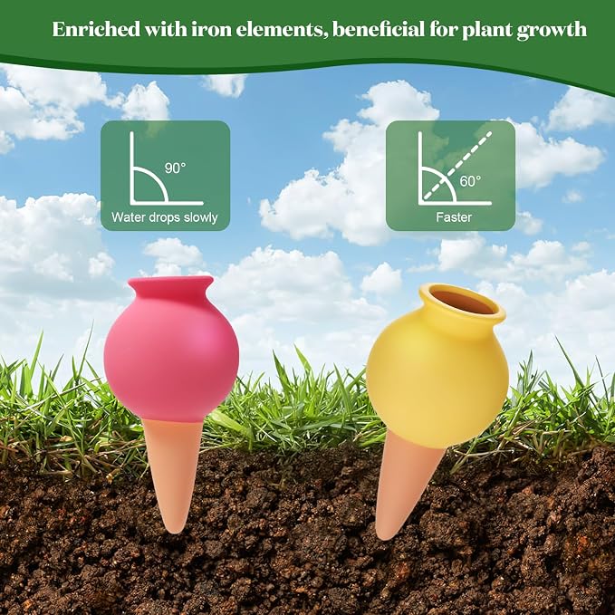 Terracotta Watering Spike Set, Self Watering Planter Insert, Automatic Plant Watering Devices for Vacation Care, Garden/Office/Outdoor/Indoor Plant Decoration