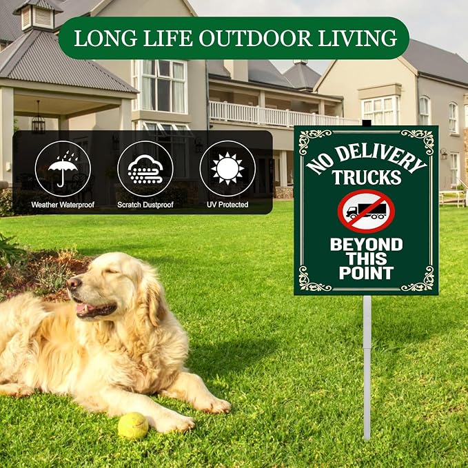 No Delivery Trucks in Driveway Yard Sign With Stakes No Truck Parking Private Property Drive Road Do Not Park Rustproof Reflective Aluminum Courtyard Signs 8x12 IN