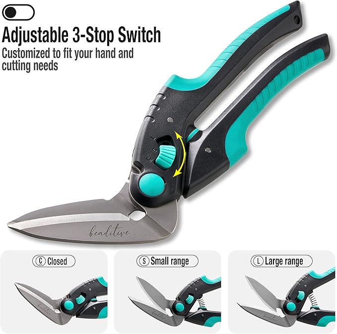 Beaditive Heavy Duty Multipurpose Angled Craft Scissors 10" - Japanese Stainless Steel, Serrated Blade - Industrial Shears for Thick Fabrics, Leather, Cardboard, Carpets, Artificial Grass