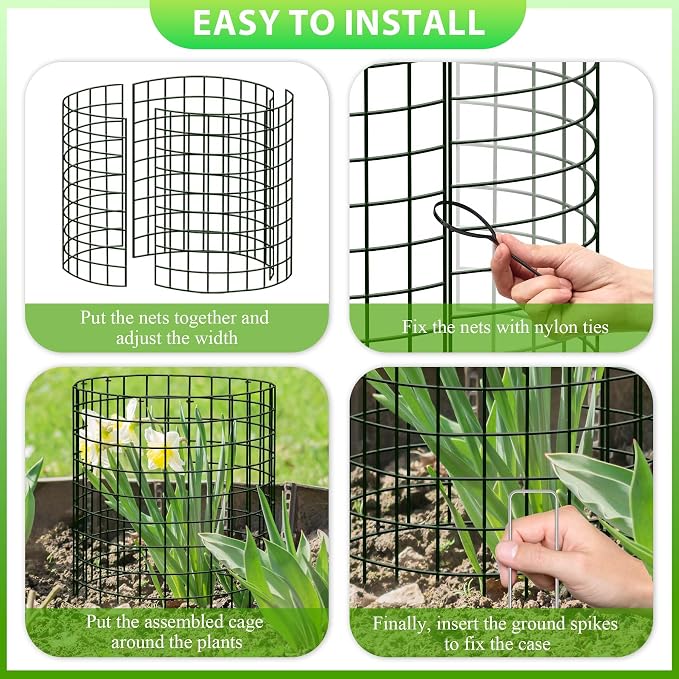 30Pcs Plant Protector from Animals: 10 Pack Metal Mesh Plant Cages to Keep Animals Out - Garden Protection Bunny Barricades from Chicken Squirrels Rabbits for Flowers Vegetables