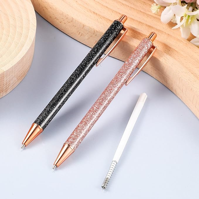 Epakh 2 Pieces Weeding Pen Vinyl Pen Pin Weeding Tool Fine Point Glitter Metal Vinyl Air Release or Car Puncturing Installation Retractable Craft Tool for DIY(Black, Gold)