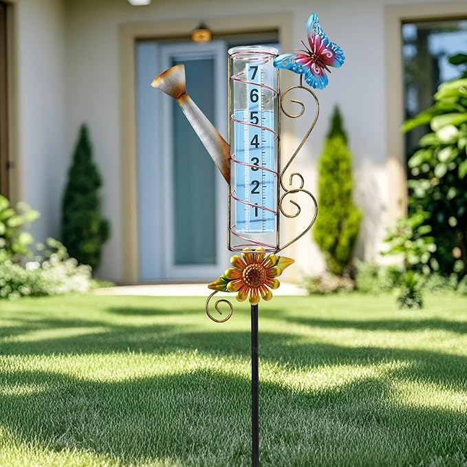 MUMTOP Rain Gauge Outdoor, 36 Inch Large Number Easy Read Water Measure Gauge for Lawn, Yard and Garden(Watering Can)