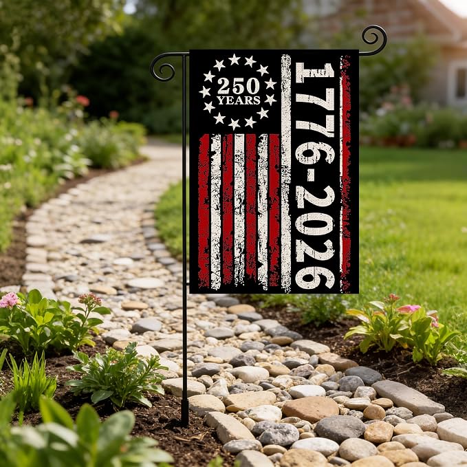 250 Anniversary Usa Garden Flags for Outside, 250 Anniversary USA Flag 1776-2026 250 Year American Flag Patriotic 4th of July Decorations Yard Sign Double-Sided Waterproof Flag 12x18 Inch