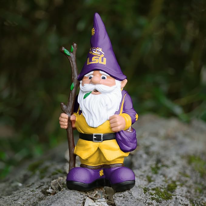 FOCO NCAA Unisex-Adult NCAA College Team Logo Holding Stick Garden Statue Outdoor Gnome